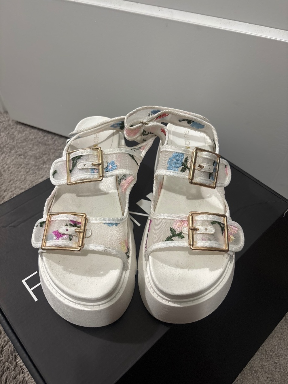 Flower Print Platform Sandals